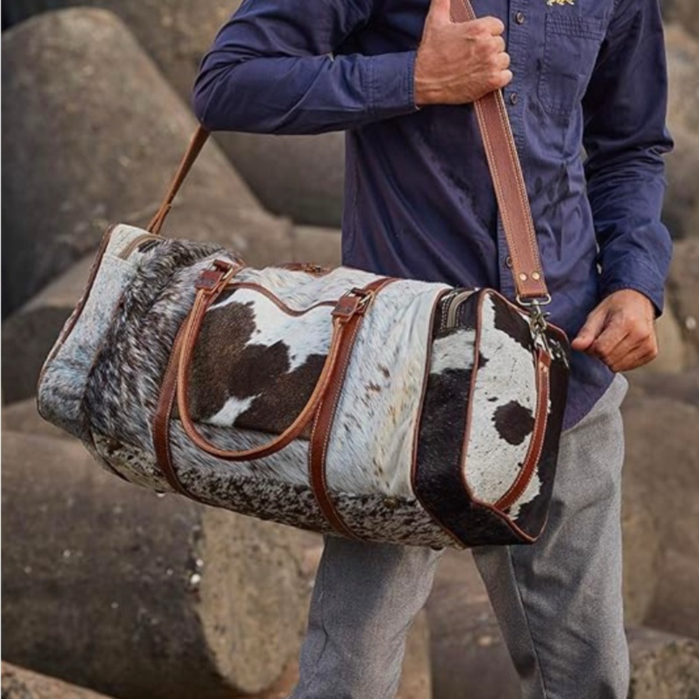 Cowhide Leather Duffle Bag - Myra Bag